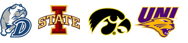 Logos - Drake, ISU, Iowa, UNI