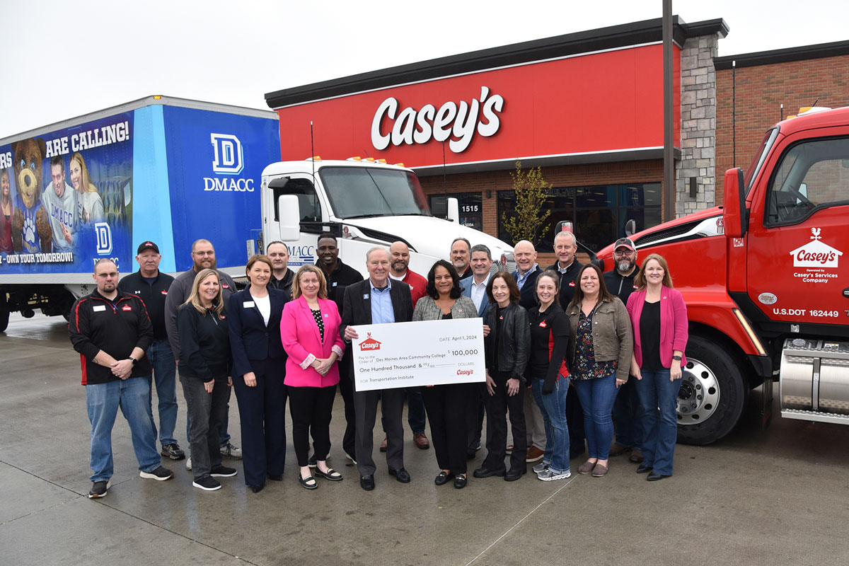 Casey’s is making a generous $100,000 donation to build the new DMACC Transportation Institute which is training a new generation of truck drivers. 