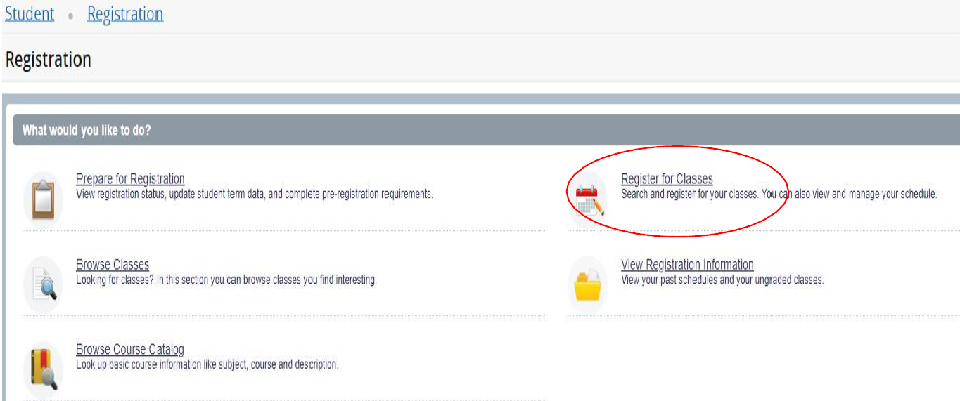 Select the register for classes link.