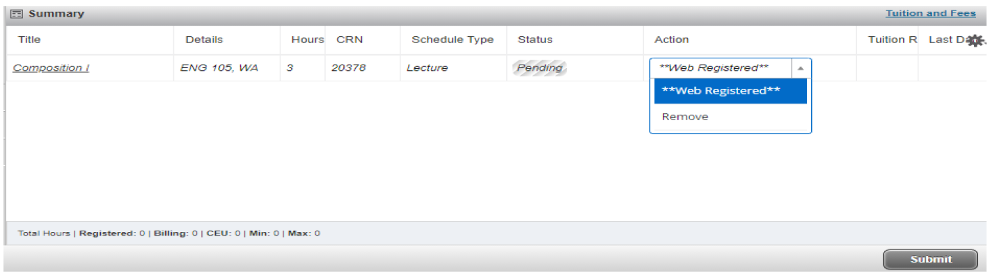 The course will initially show in your Summary section as Pending